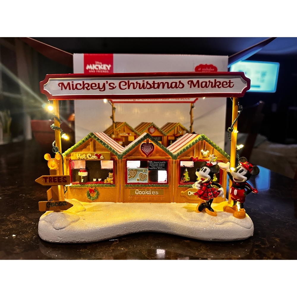 Disney St Nicholas Square Mickey Christmas Market Illuminated Village 44DYDXV07